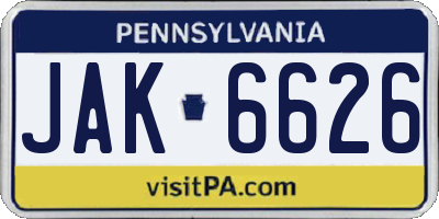 PA license plate JAK6626