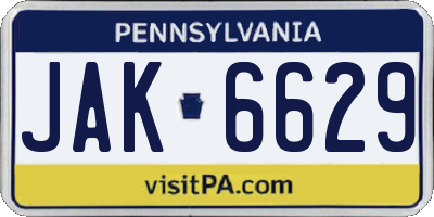 PA license plate JAK6629