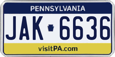 PA license plate JAK6636