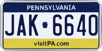 PA license plate JAK6640