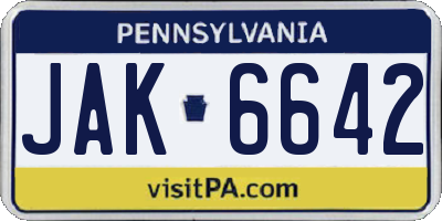 PA license plate JAK6642