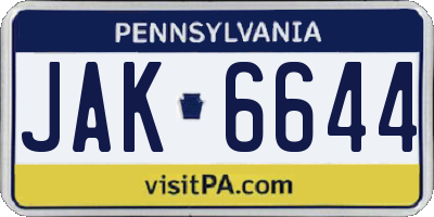 PA license plate JAK6644