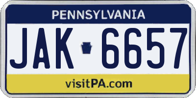 PA license plate JAK6657