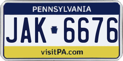 PA license plate JAK6676