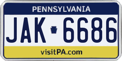 PA license plate JAK6686