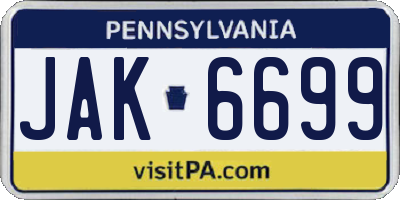 PA license plate JAK6699