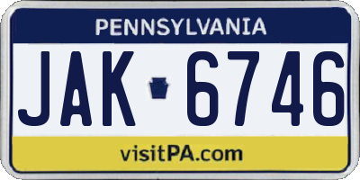 PA license plate JAK6746