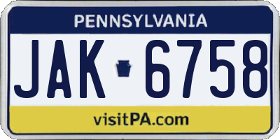 PA license plate JAK6758