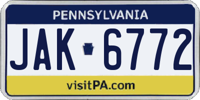PA license plate JAK6772