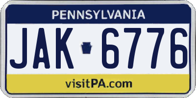 PA license plate JAK6776
