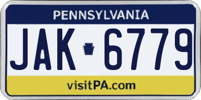 PA license plate JAK6779