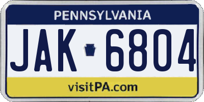 PA license plate JAK6804