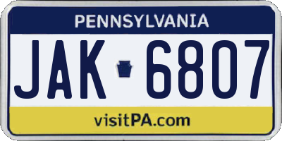 PA license plate JAK6807
