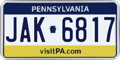 PA license plate JAK6817