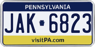 PA license plate JAK6823