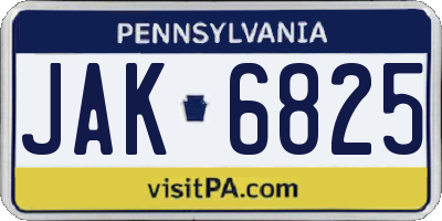 PA license plate JAK6825
