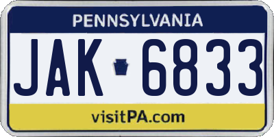 PA license plate JAK6833