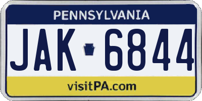 PA license plate JAK6844