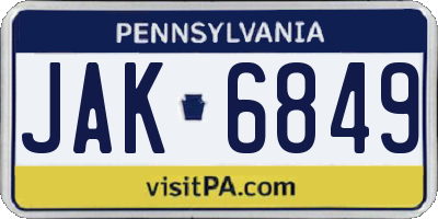 PA license plate JAK6849
