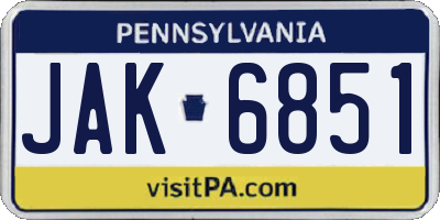 PA license plate JAK6851