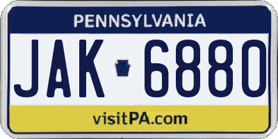 PA license plate JAK6880