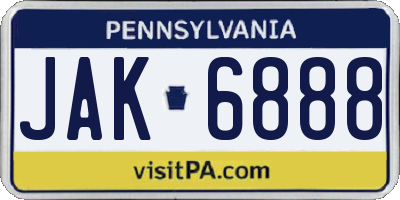 PA license plate JAK6888