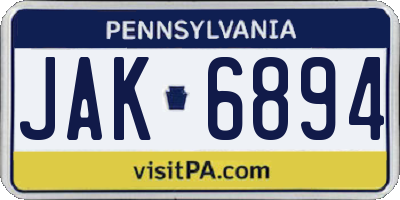 PA license plate JAK6894