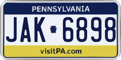 PA license plate JAK6898