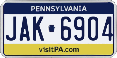 PA license plate JAK6904