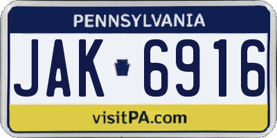 PA license plate JAK6916