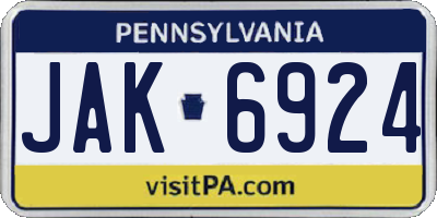 PA license plate JAK6924