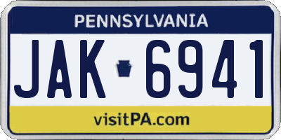 PA license plate JAK6941