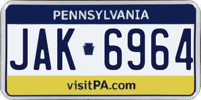 PA license plate JAK6964