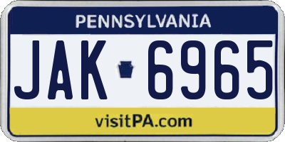 PA license plate JAK6965