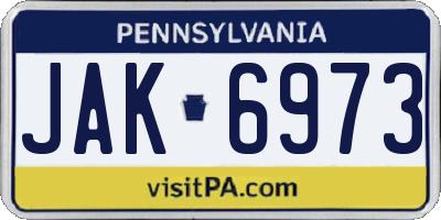 PA license plate JAK6973