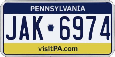 PA license plate JAK6974