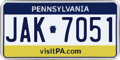 PA license plate JAK7051