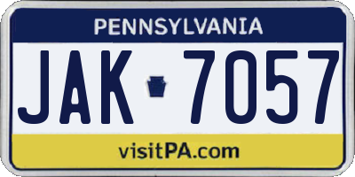 PA license plate JAK7057