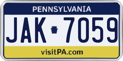 PA license plate JAK7059