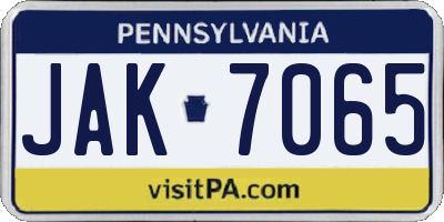 PA license plate JAK7065