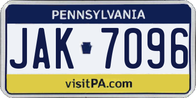PA license plate JAK7096