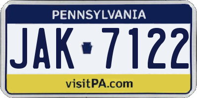 PA license plate JAK7122