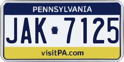 PA license plate JAK7125