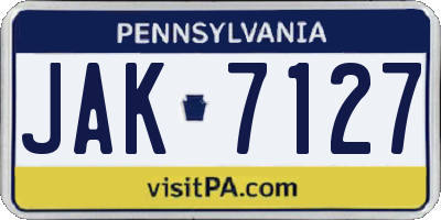 PA license plate JAK7127