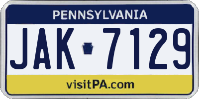 PA license plate JAK7129