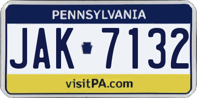 PA license plate JAK7132
