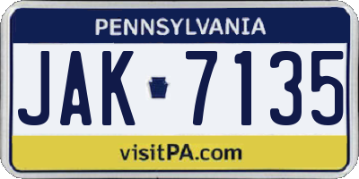 PA license plate JAK7135
