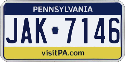 PA license plate JAK7146