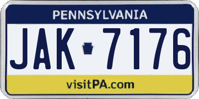 PA license plate JAK7176