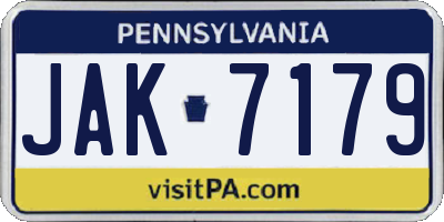 PA license plate JAK7179